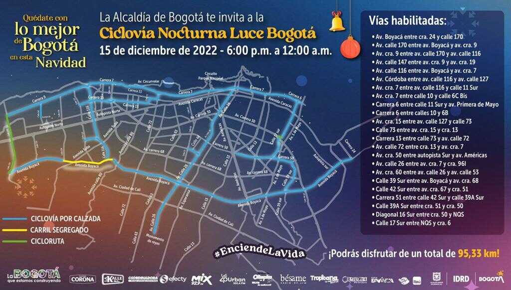 Ciclovía nocturna 15 de diciembre