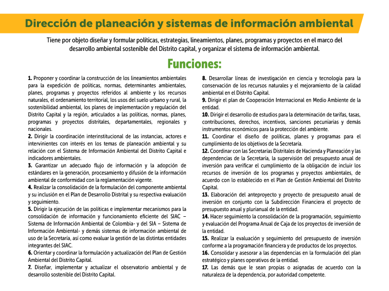 funciones dirección de planeación y sistemas de información ambiental