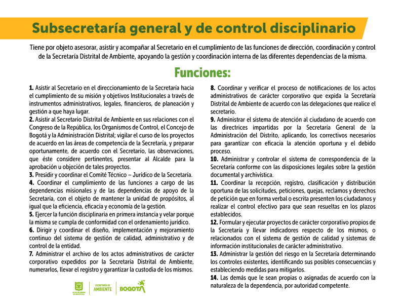 funciones secretaria general y de control disciplinario