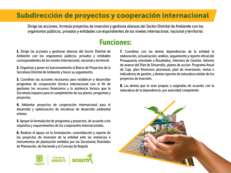 funciones subdirección de proyectos y cooperación ambiental
