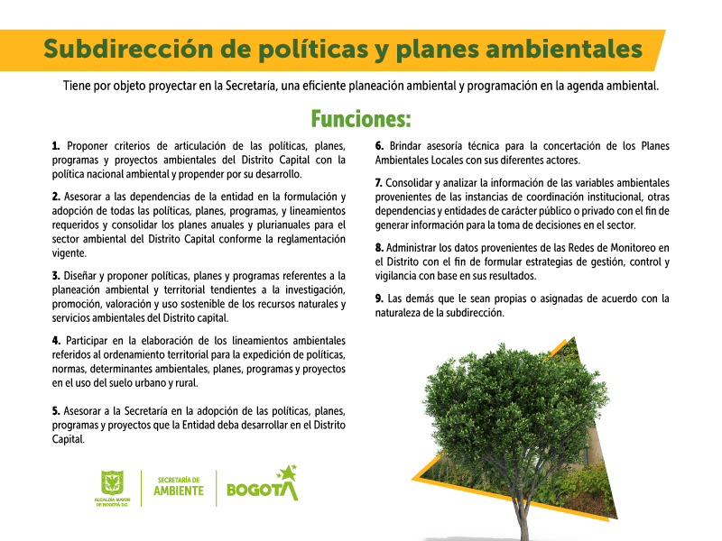 funciones subdirección de políticas y planes ambientales